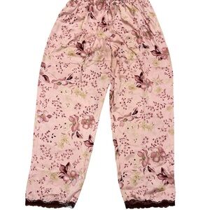 Floral Pink Pajama Pants satin